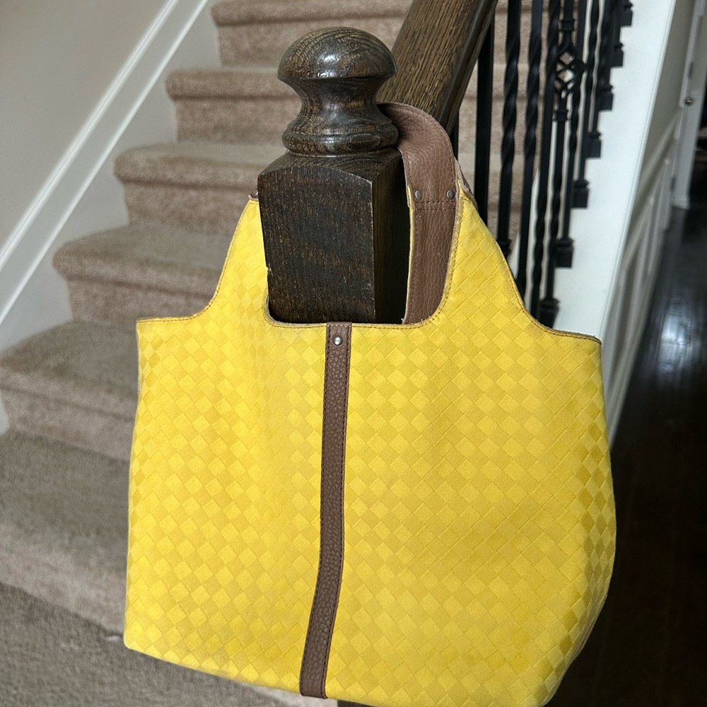 Bottega Veneta Yellow and Brown Textured Tote